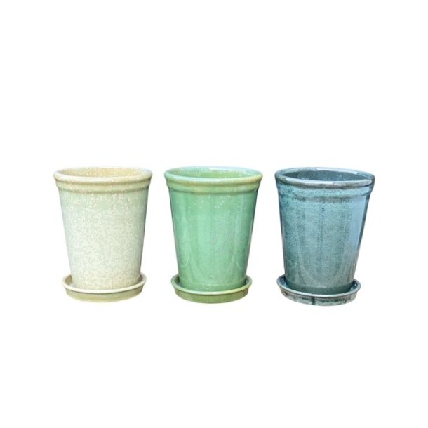 Merle Glaseret potte 16x20cm - Flere farver